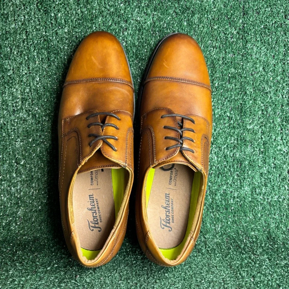 NEW Florsheim Midtown Cap Toe Leather Tech Oxford Brown Mens 10.5EEE Extra Wide